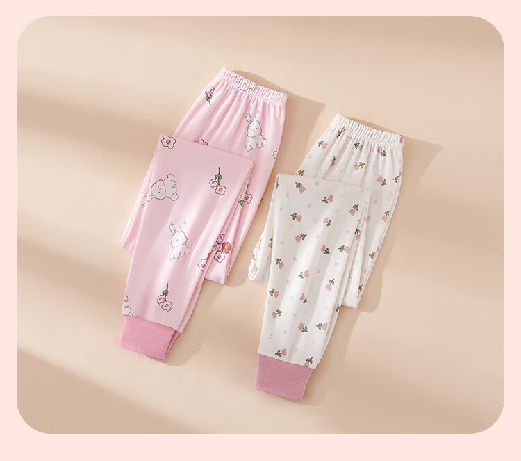 LangSha Kids Thermal Long Johns Girls Sleep Pants Big Kids Autumn Winter Fleece Lined Warm Pants 2-Pack 17