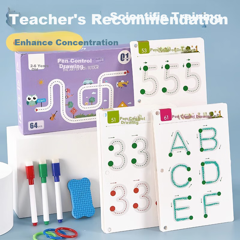 Licheers Handwriting Practice Workbook for Children's Pen Control Training Toy, Educational Early Learning Book for Boys And Girls Aged 3-6