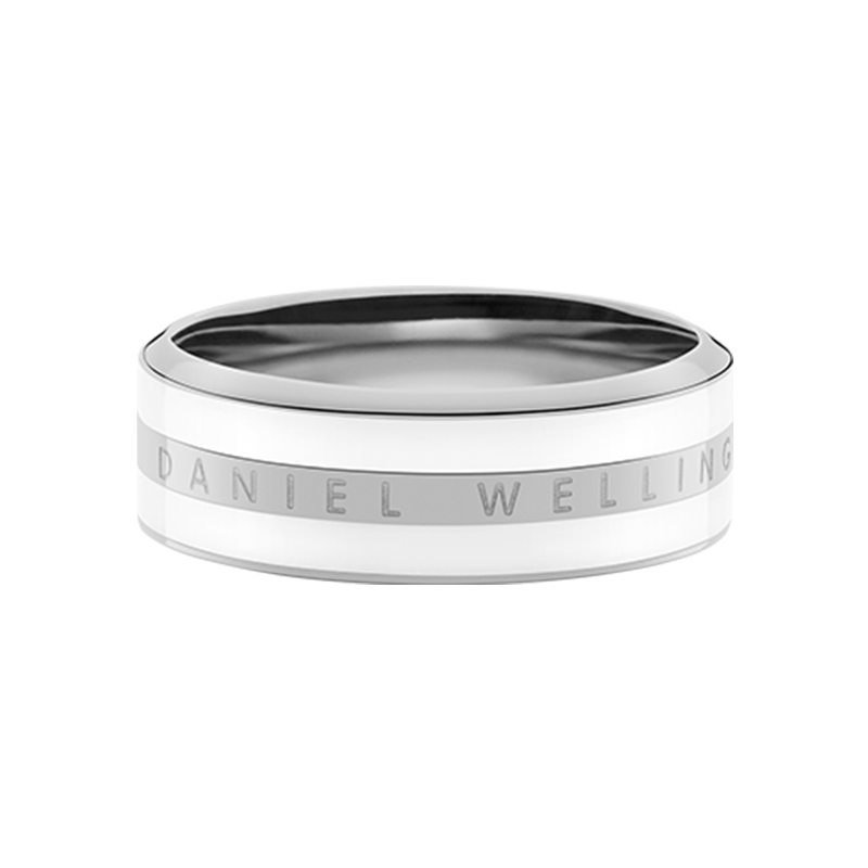 DanielWellington DW Ceramic White Moonlight Silver Ring, Size 58, Couple's Style 051, Birthday Gift for Wome