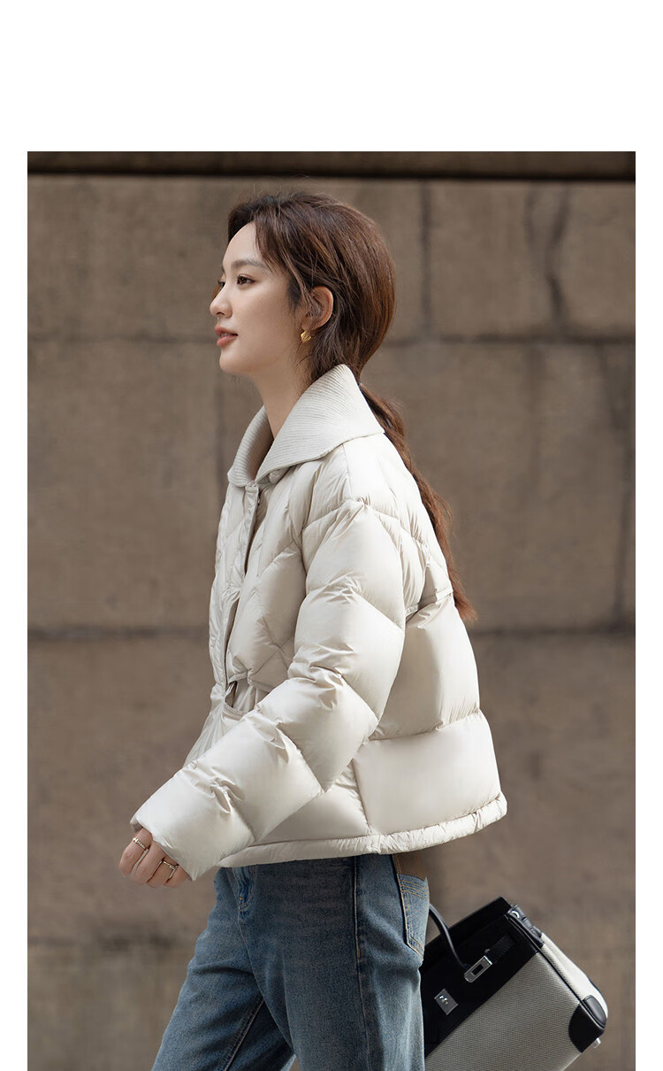 Demana [15D Zero Pressure] Winter 90% Duck Down Double-Layer Fish Scale Quilted Knit Large Lapel Down Jacket 2