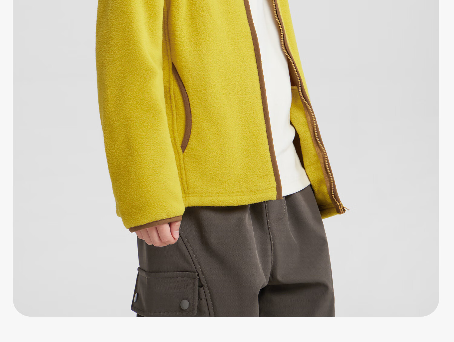 Zuoxi Boys' Fleece Jacket, 2025 New Style Children's Autumn And Winter Wear, Warm Plush Outerwear for Boys, Yellow, Size 150 42