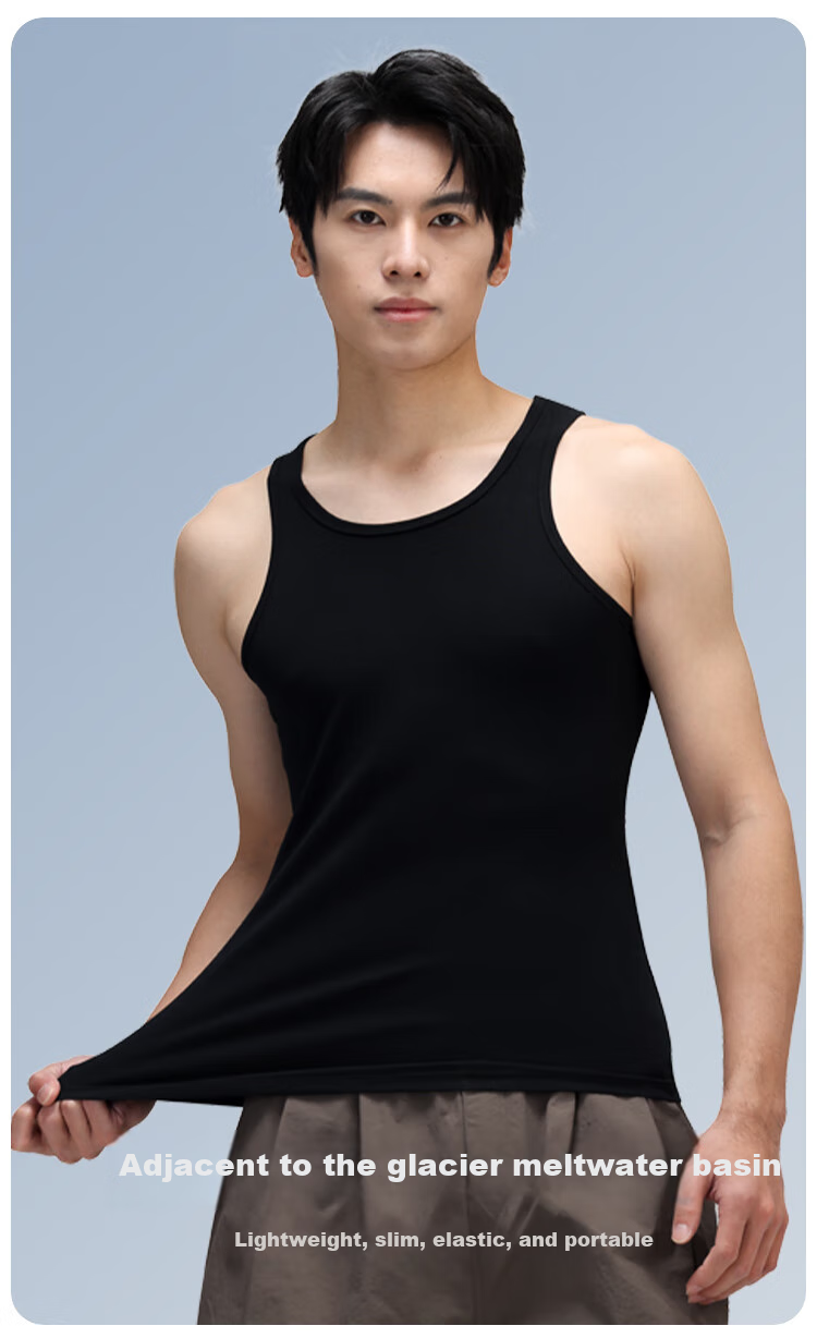 MiiOW Modal Men's Vest Summer Ice Silk Seamless Sports Tank Top Sleeveless Black 3XL 8
