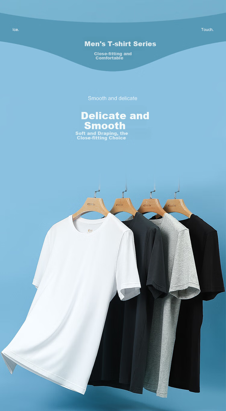 Hodo Men's T-Shirt, Summer Short-Sleeve Undershirt, Solid Color Cotton, Cool And Breathable, Versatile Top for Me 10