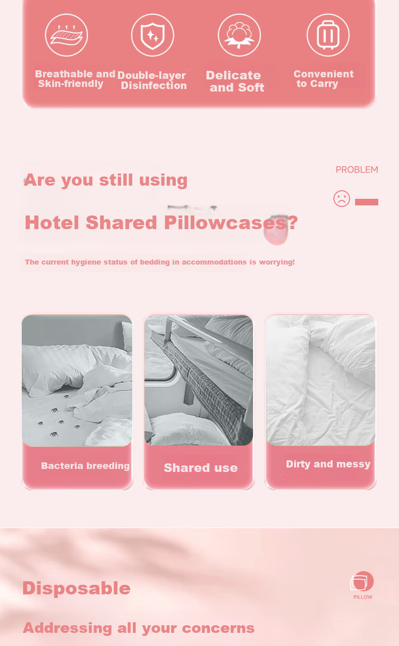 QIHAIQIU Disposable Pillowcases, Thickened, Dirt-Proof, Portable, for Train Sleeper Berths And Hotels, Home Use, Individually Packaged, 4 Pieces 2