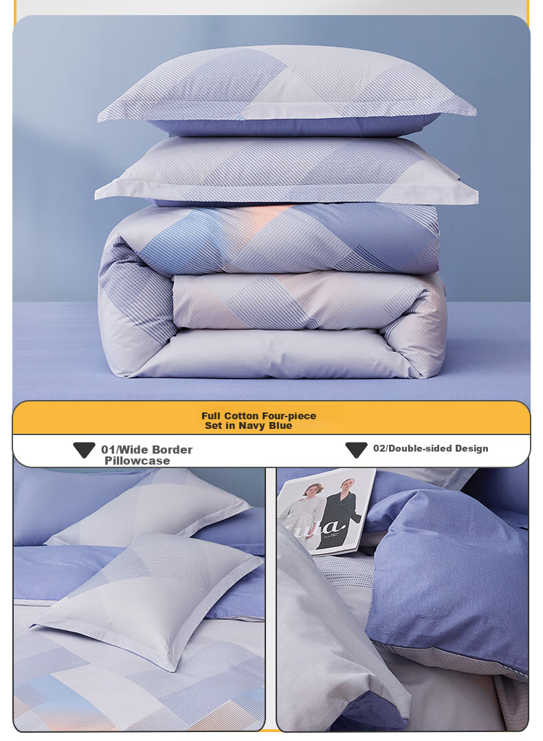 BEYOND Home Textile Bedding Set, Four-Piece Pure Cotton Duvet Cover And Bed Sheet, 100% Cotton Bedding Set, All-Cotton Quilt Cover, for 1.5-Meter Bed, Home Furnishing Store 4