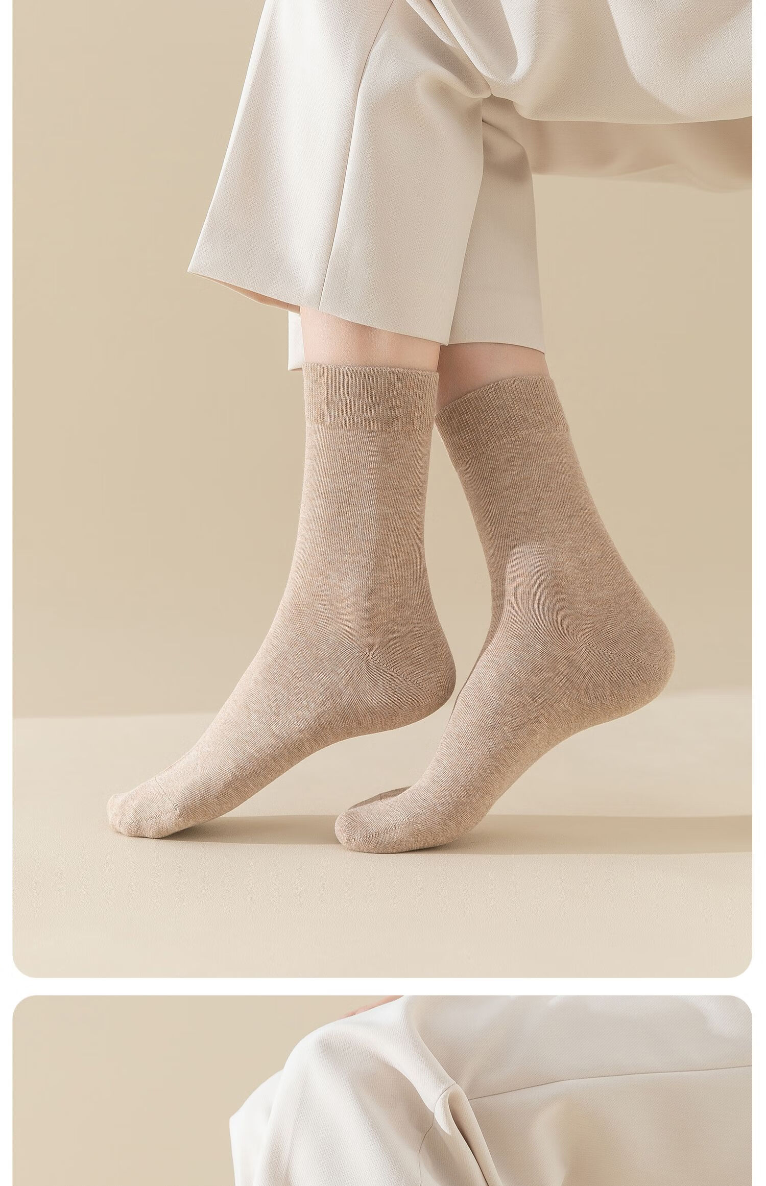 Guxu Disposable Women's Socks Travel Daily Throwaway No-Wash Autumn Winter Mid-Calf Odor-Resistant Socks 5 Pairs 30