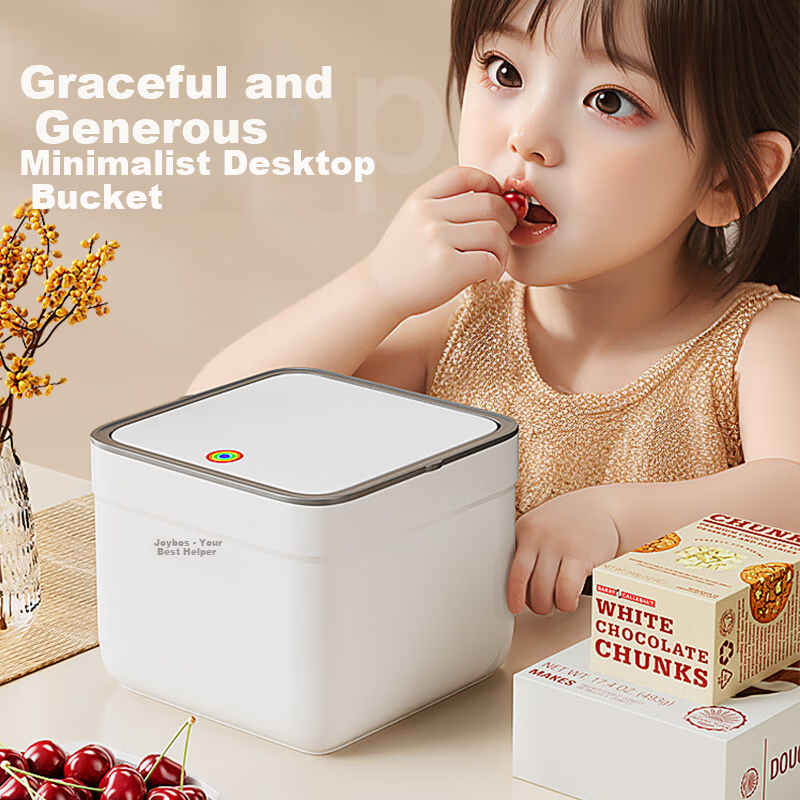 Jiabangshou Car Desktop Trash Can, 2.4L, Lidless, for Home Living Room And Dressing Table, Garbage Storage Bin, Internet-Famous Light Luxury White