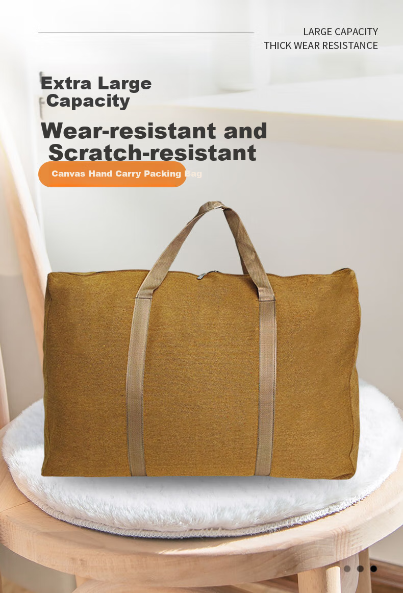 Pangdaidai Extra Large Moving Bag, Thickened Wear-Resistant Canvas Zipper Packing Bag, Quilt Storage Bag, 75*23*50cm 1