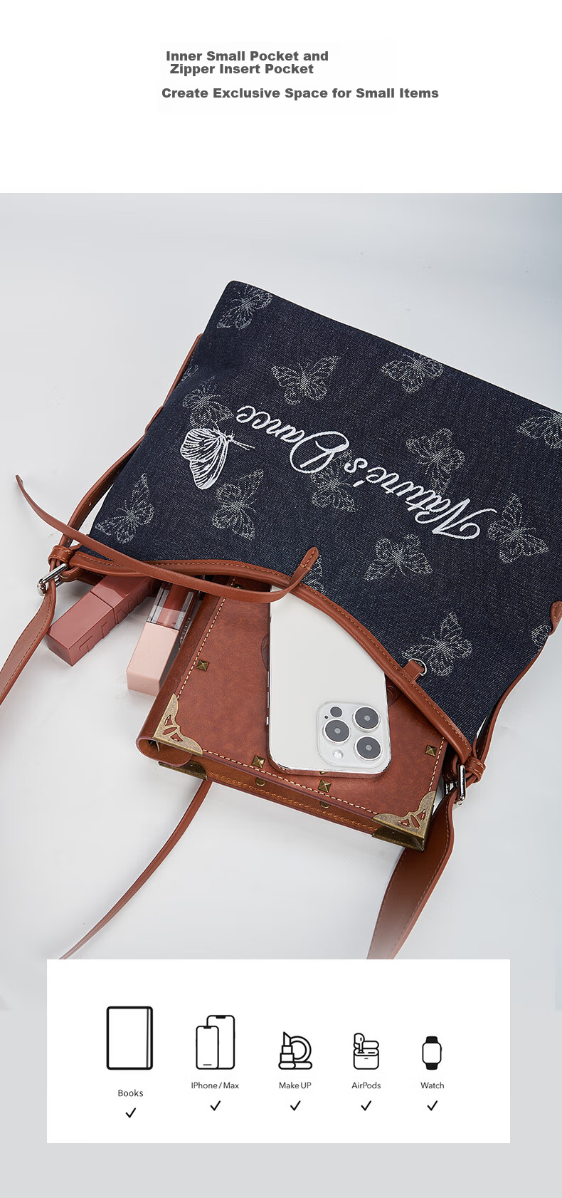 Dayingbowuguan Butterfly Handbag, Vintage Shoulder Bag, Light Luxury Tote Crossbody Bag, Birthday Gift for Wome 6
