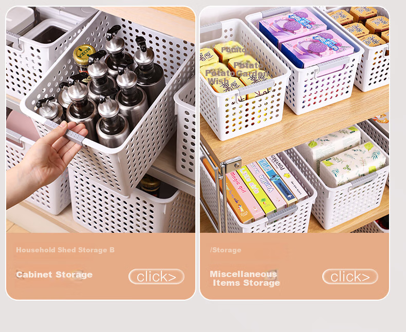 Jiabangshou Desktop Storage Box, Japanese-Style Household Organizer Basket, Kitchen Dorm Office Storage Container, Medium Size, Set of 3 4