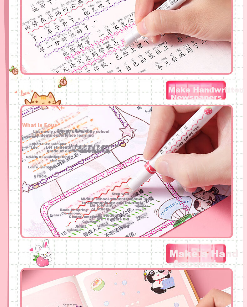Shaonianban Fluorescent Pen Marking Pen, Student Floral Pattern Outline Pen, Journal Colorful Floral Pattern Curve Pen, Floral Line Drawing Pen, Floral Edge Marker Pen, 6-Piece Set, 7008 Exam Seaso 8