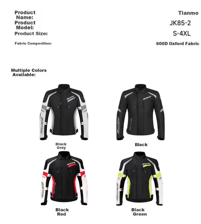 SCOYCO Motorcycle Riding Suit, Racing-Style Protective Gear, Anti-Fall, Windproof, Wear-Resistant, Specialized Equipment for Men, All Seasons 18