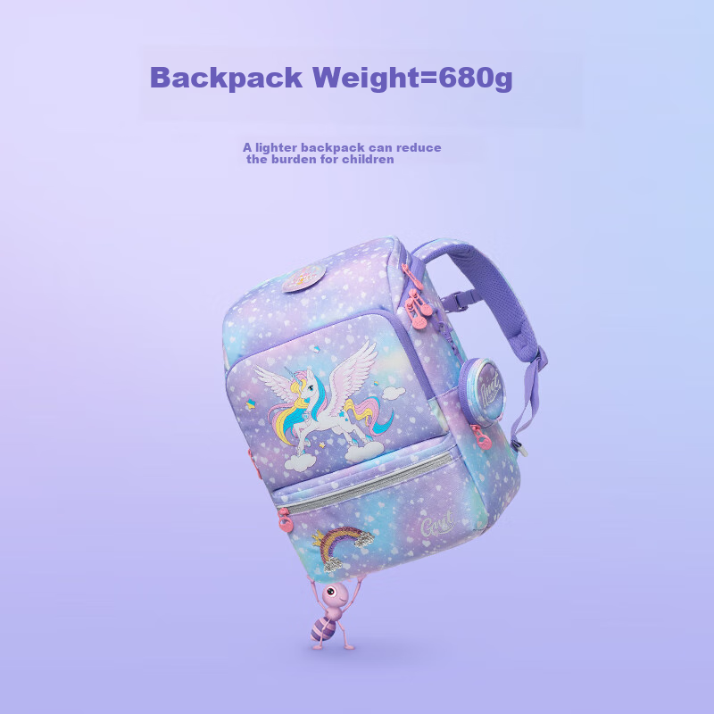 Gmt for Kids Backpack, Lightweight Spine-Protecting And Load-Reducing Schoolbag with Large Capacity for Primary School Students, Girls' Unicorn Small Version for Grades One to Three