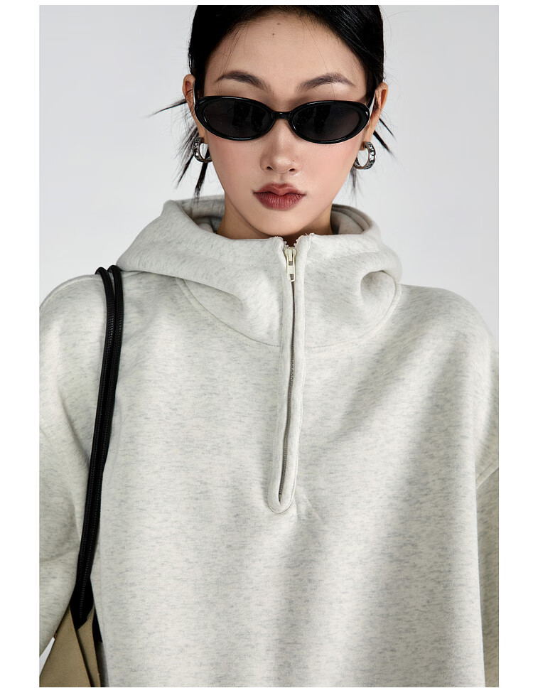 ICH MODE American Vintage Oversized Hoodie Women Spring Loose Jacket New Oversize White Flower Gray XL 11