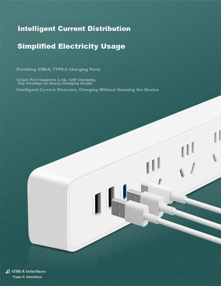 BULL 30000mAh PD Apple Fast Charging Power Strip/Extension Cord/Surge Protector/Desk Charger, USB + 3 Outlets, 3 Meters Long, White, GNV-UU4303B Master Switch 1