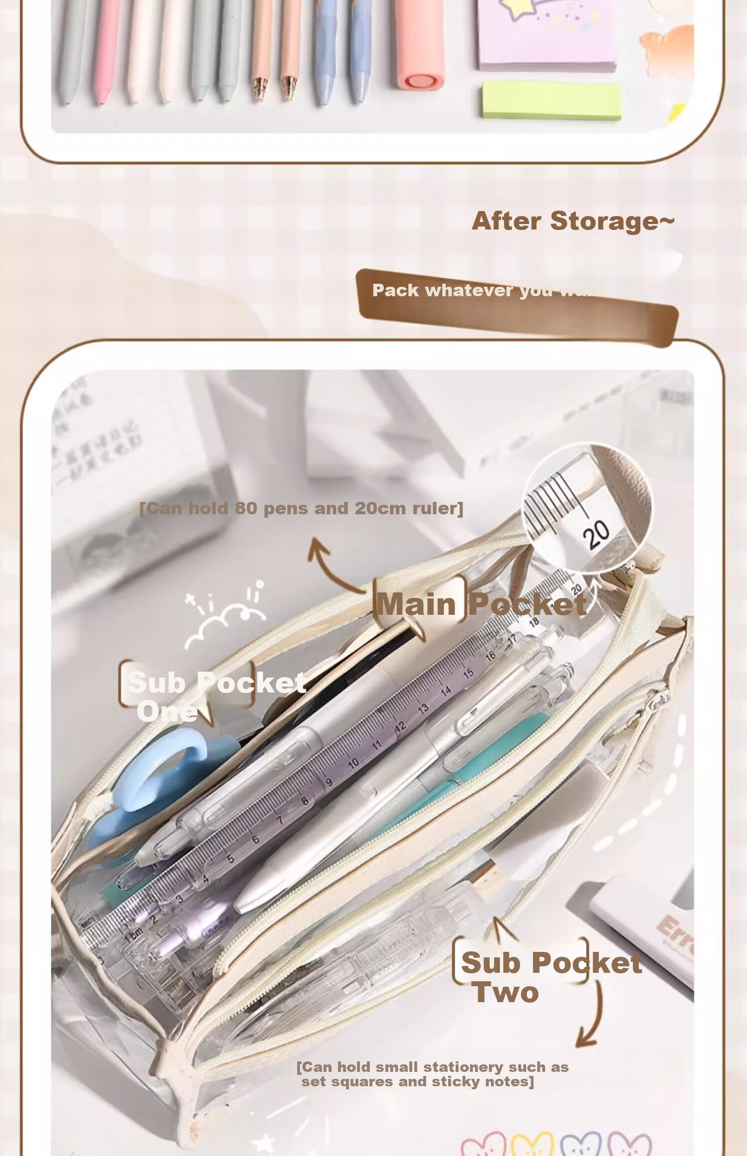 Shuxing Three-Layer Transparent Pencil Case, Exam-Specific Large Capacity, High School Entrance Exam Stationery Bag, Aesthetically Pleasing Simple Pencil Box, for Girls And Boys in Primary And Secondary Schools 4