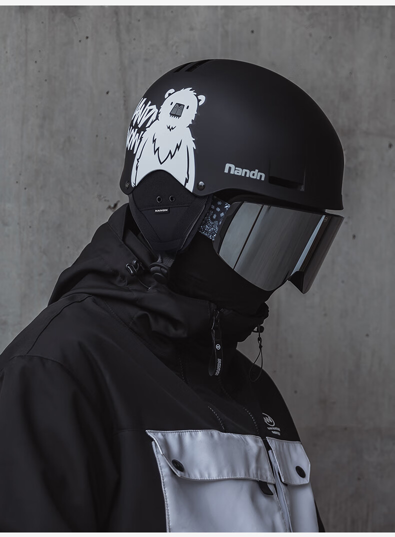 Nan En Ski Helmet Snowboard Skiing Protective Gear Anti-Collision Unisex Warm Matte Black L 5