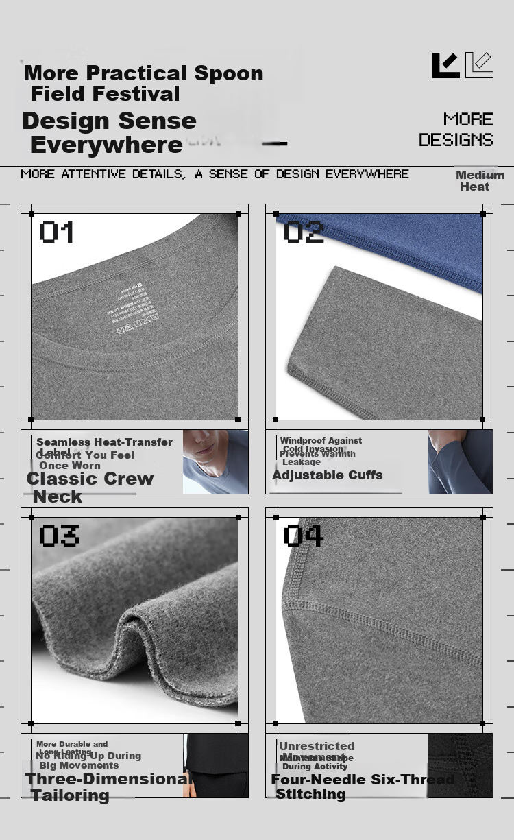 HLA [Xiaohuo-3 Fenhuo] Thermal Underwear for Men, New Style 2026 Double-Sided Fleece 230g Patch Autumn Top And Bottom Set 13