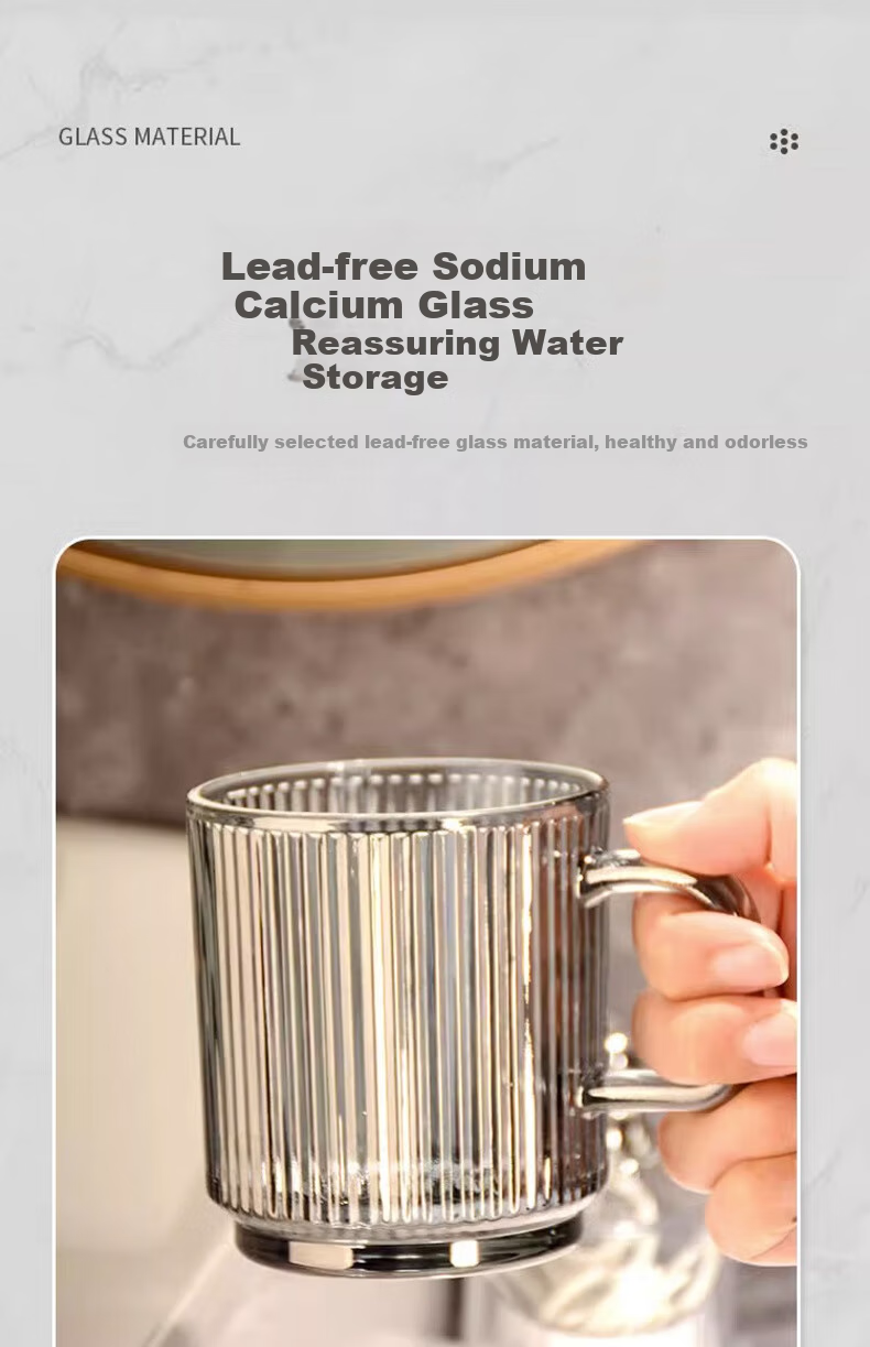 Fanyejia Glass Mouthwash Cup Set of 3, Luxury Style Couple Water Cups for Hotel, Inn, Dormitory, with Brush Handle Tooth Cup 4