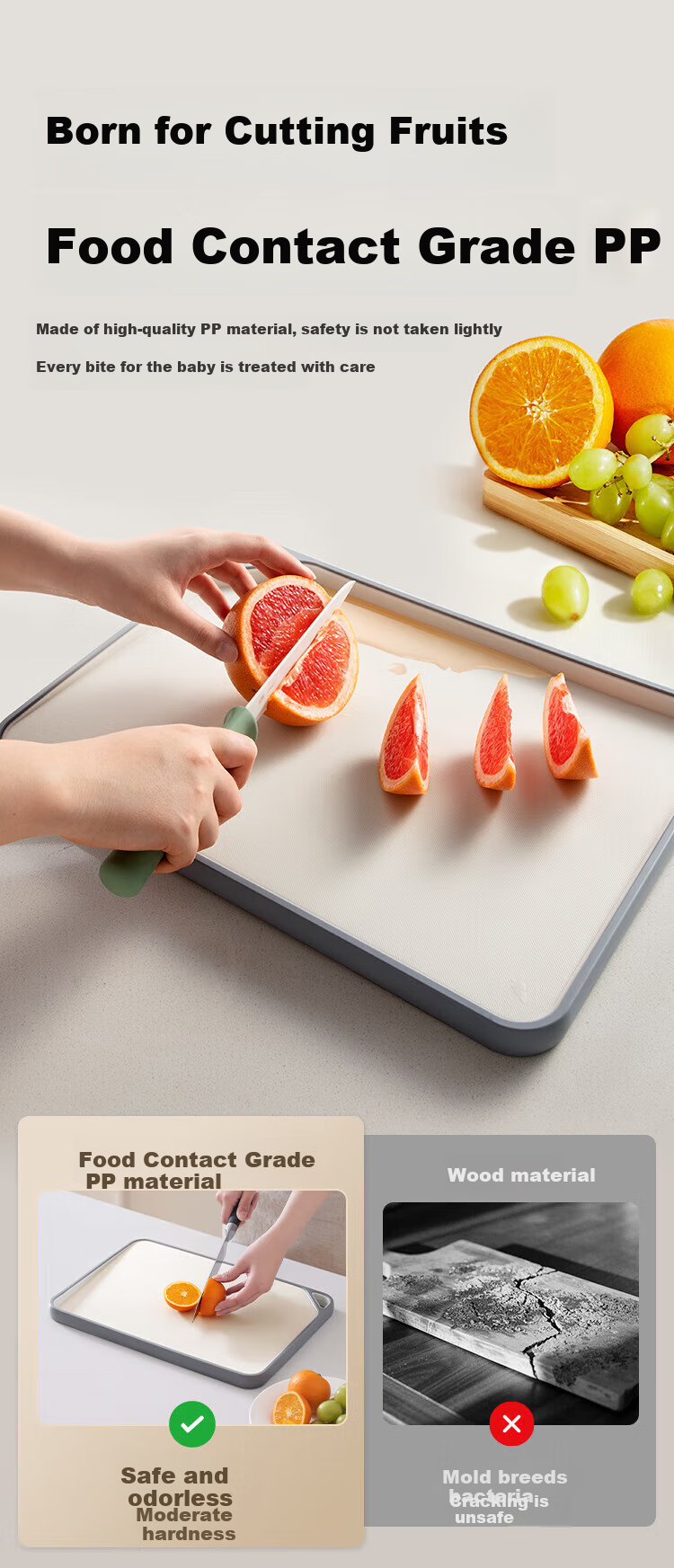 JD Original Cutting Board Chopping Block Food-Grade Household Use [Double-Sided Anti-Spill Groove] 40*28.5*2.35cm 4