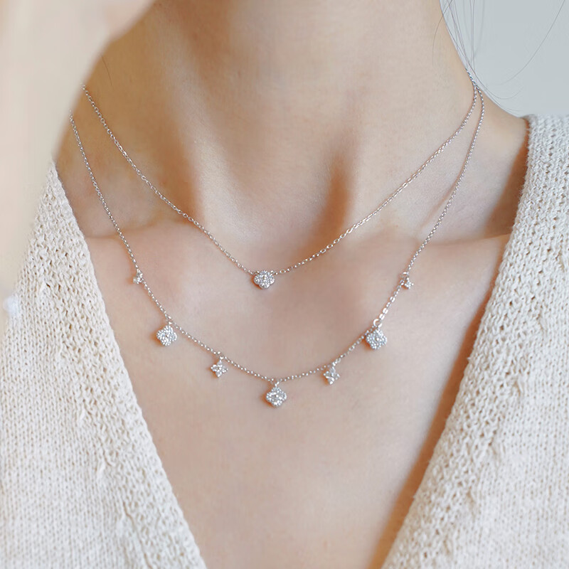 AGATHA Four-Leaf Clover Silver Necklace for Women, Birthday Gift for Girlfriend Or Wife, High-End Pendant Upgraded Versio