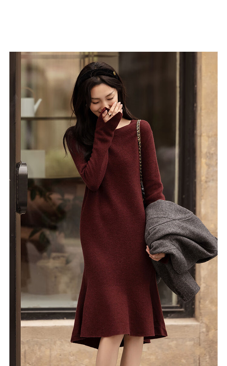 Demana 100% Wool Winter Design Split Front Short Back Long Ruffle Jacquard Women's Dress 1