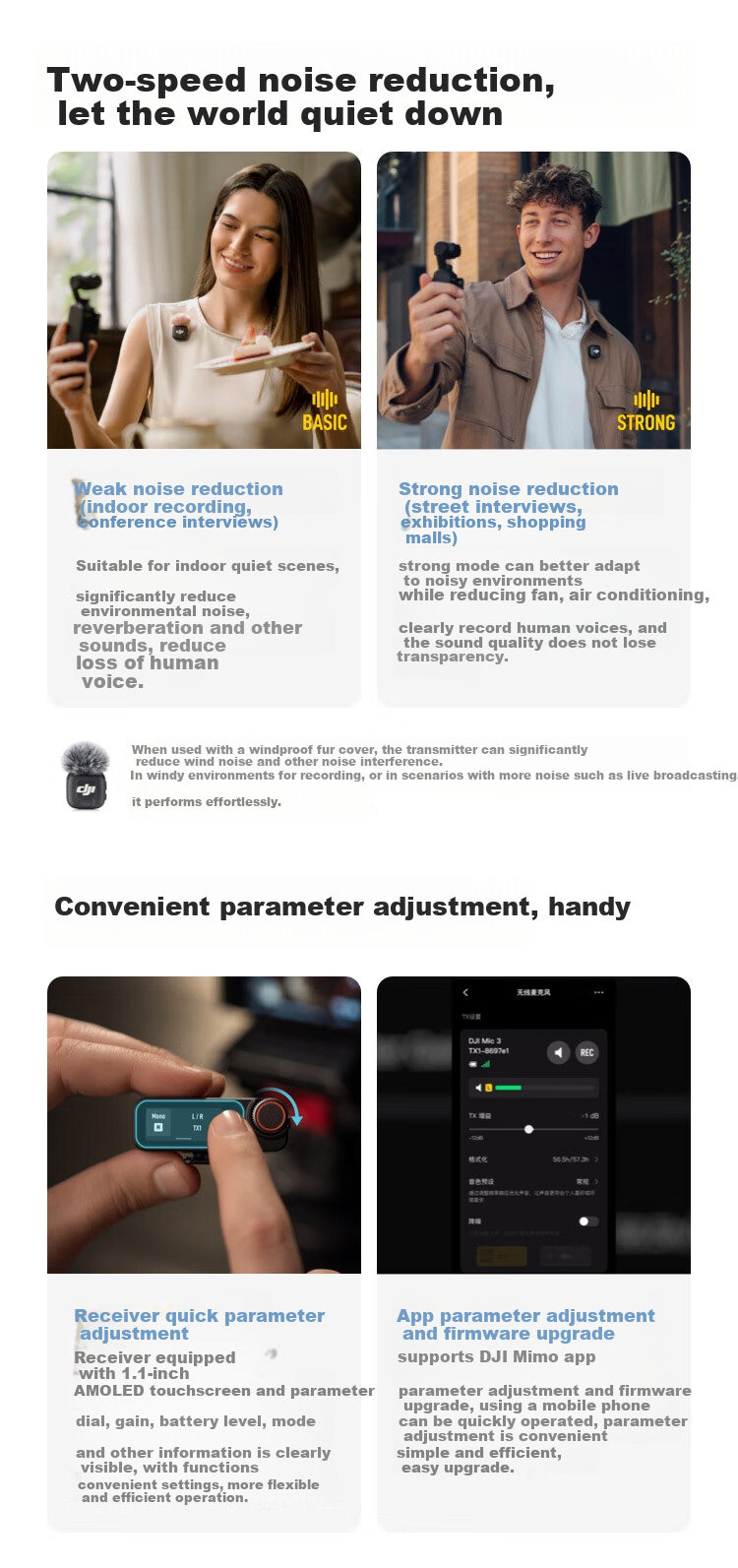 DJI Mic 3 Advanced Mini Wireless Microphone, Interview Live Clip-On Microphone with Two Mics (Including Charging Case), Compatible with Apple 15-17 Series + Android + Camera 8