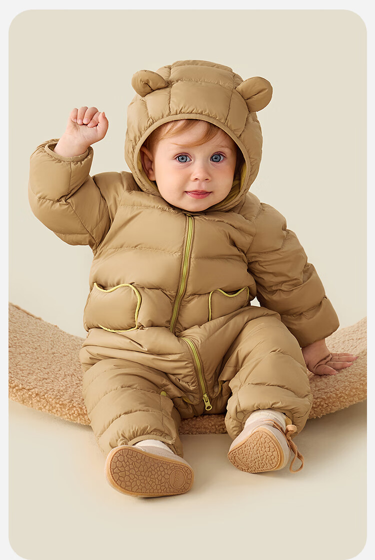 Minibala Bala Waterproof Baby Down Jumpsuit Winter Unisex Toddler Outdoor Warm Down Romper Crawling Suit 4