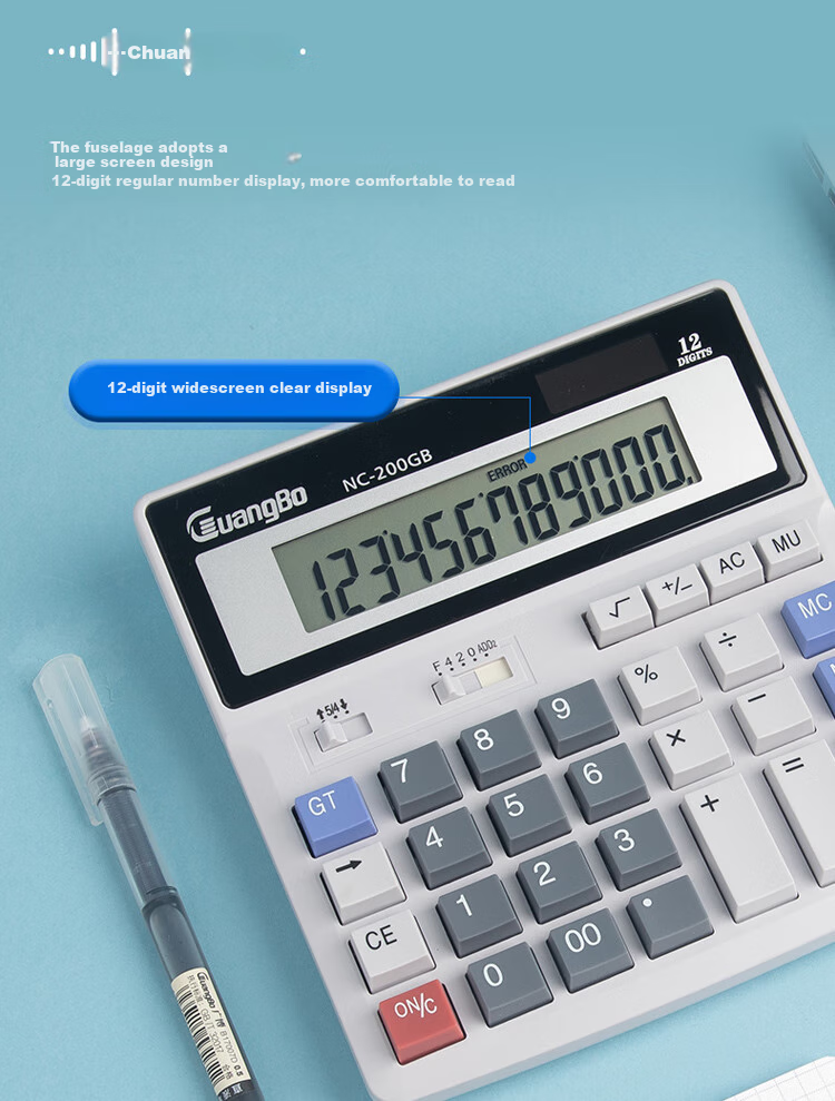 GuangBo Financial Calculator, Solar/battery Large Screen Computer Keyboard Calculator, Office Supplies, NC-200GB 4