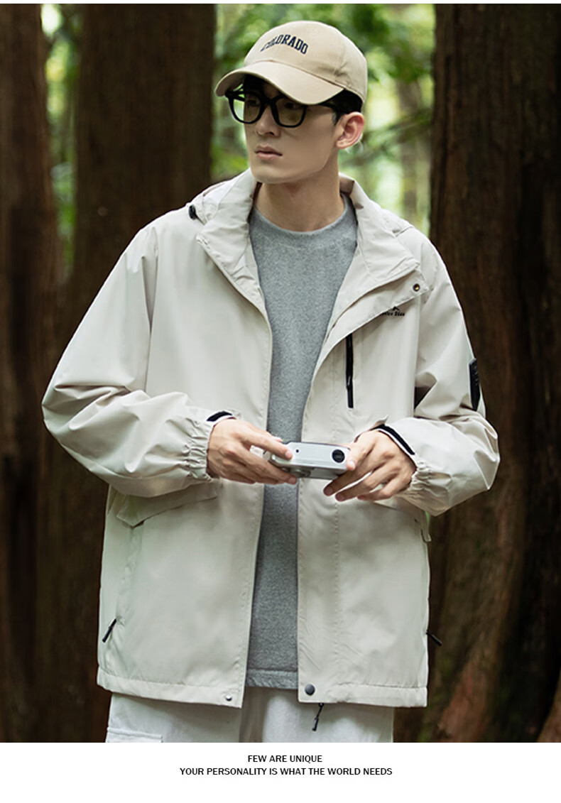 Warrior Men's Autumn Outdoor Couple's Waterproof Windproof Hiking Jacket Khaki L 9