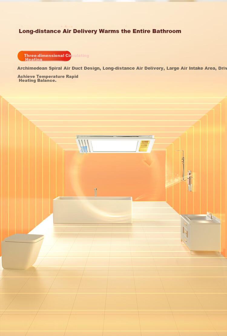 BULL Wind Heating Bathroom Heater, 2500W, Heating And Blowing Air, Ventilation And Lighting Integrated, Button Switch GY25AJZ 3