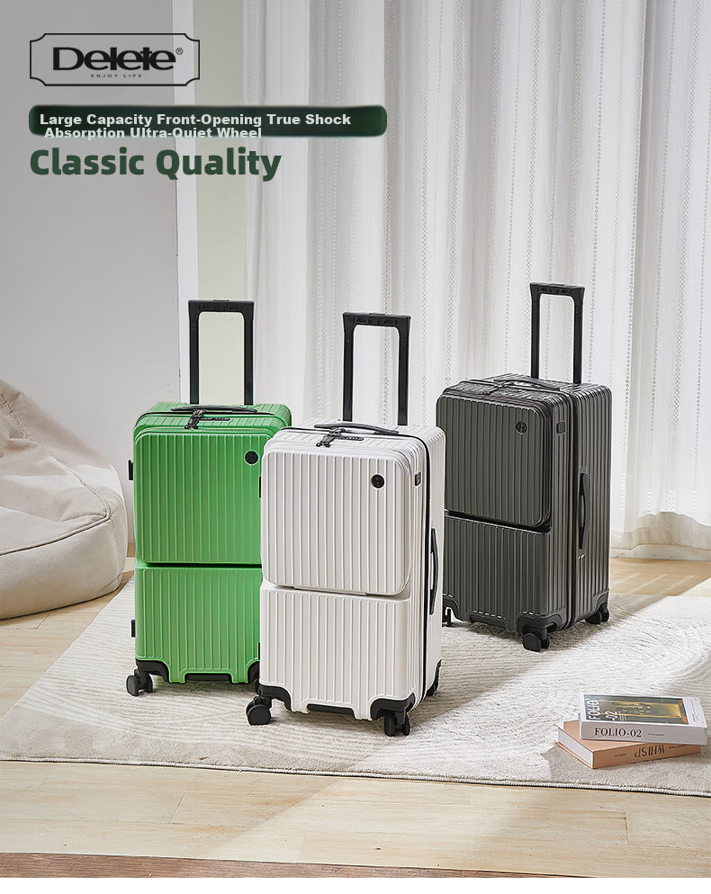 DELETE 2026 New Multifunctional Large-Capacity Trolley Suitcase with Password Lock, Phantom Black, 28 Inches 1