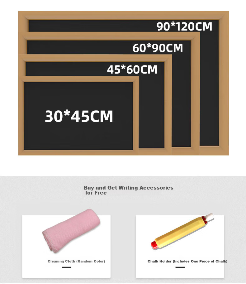 BBNEW Wooden Frame Blackboard 45*60cm, Home Teaching Training, Hanging Writing Board, Coffee Shop Small Blackboard Message Board, Promotional Display Notice Board, NEWB4560 4