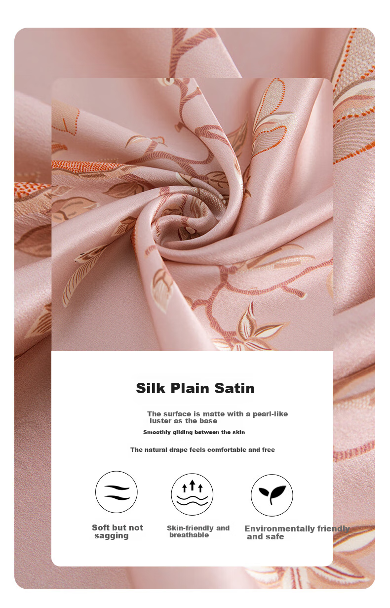 Wanshili [National Style Gift Box] Mulberry Silk Scarf for Women, Long Scarf, Mother's Day Gift, Mid-Autumn Festival Present - Blooming Prosperity 7
