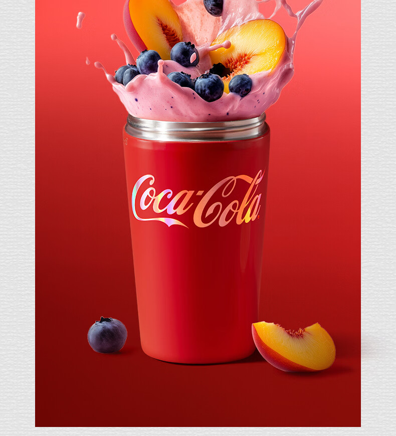 Coca-Cola Juicer Cup, Small Portable Blender with Ice Crusher, Dual-Lid Juicing Machine, USB Rechargeable Juicer AH-60GZ01JR Red 5