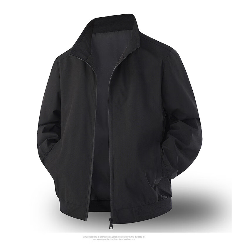 JEEP SPIRIT Men's Casual Autumn Sports Stand Collar Jacket Light Businesswear 2501 Black M 4