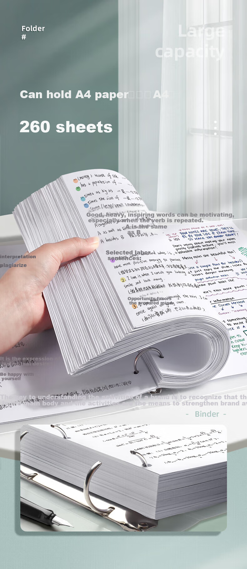 Jinzhi A4 Punched Loose-Leaf Binder, 4-Hole File Folder, A4 Paper Clip, Storage Bag, Transparent Organizer, Four-Hole Exam Paper Puncher, Sheet Protector, Organizer, 2-Pack, 3C Digital Products, All-Net Low Price 5