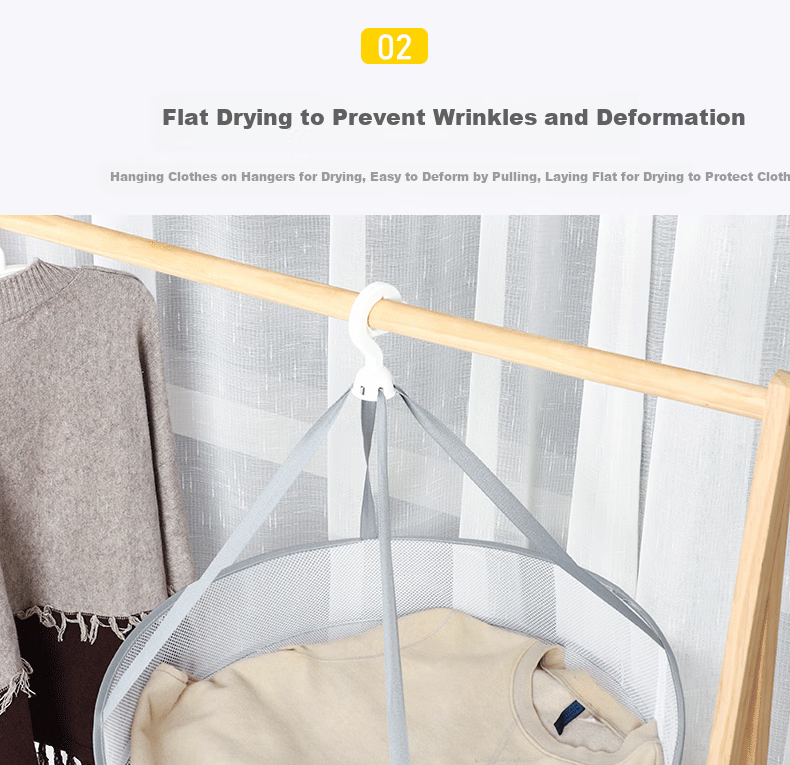 Cigeman Clothes Drying Rack, Sock Hanger, Foldable, Windproof And Non-Slip, Sweater Drying Mesh 7