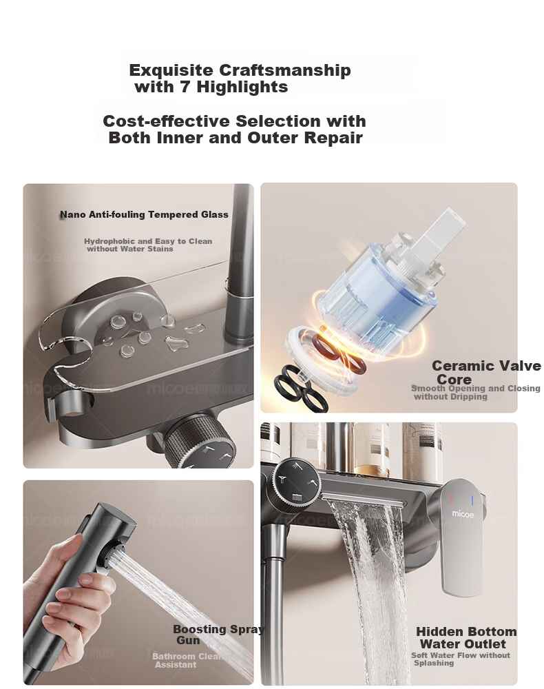 MICOE Bathroom Shower Set, S3 Series Gunmetal Gray, Multi-Functional High-Pressure Shower Head Complete Kit 3