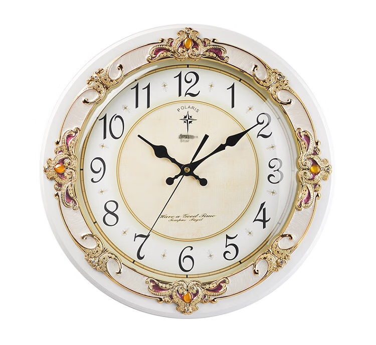 POLARIS Wall Clock, European Style Living Room Clock, Creative Quartz Clock, Antique-Like Personalized Wall Clock, Pastoral Office Clock, 40cm 6