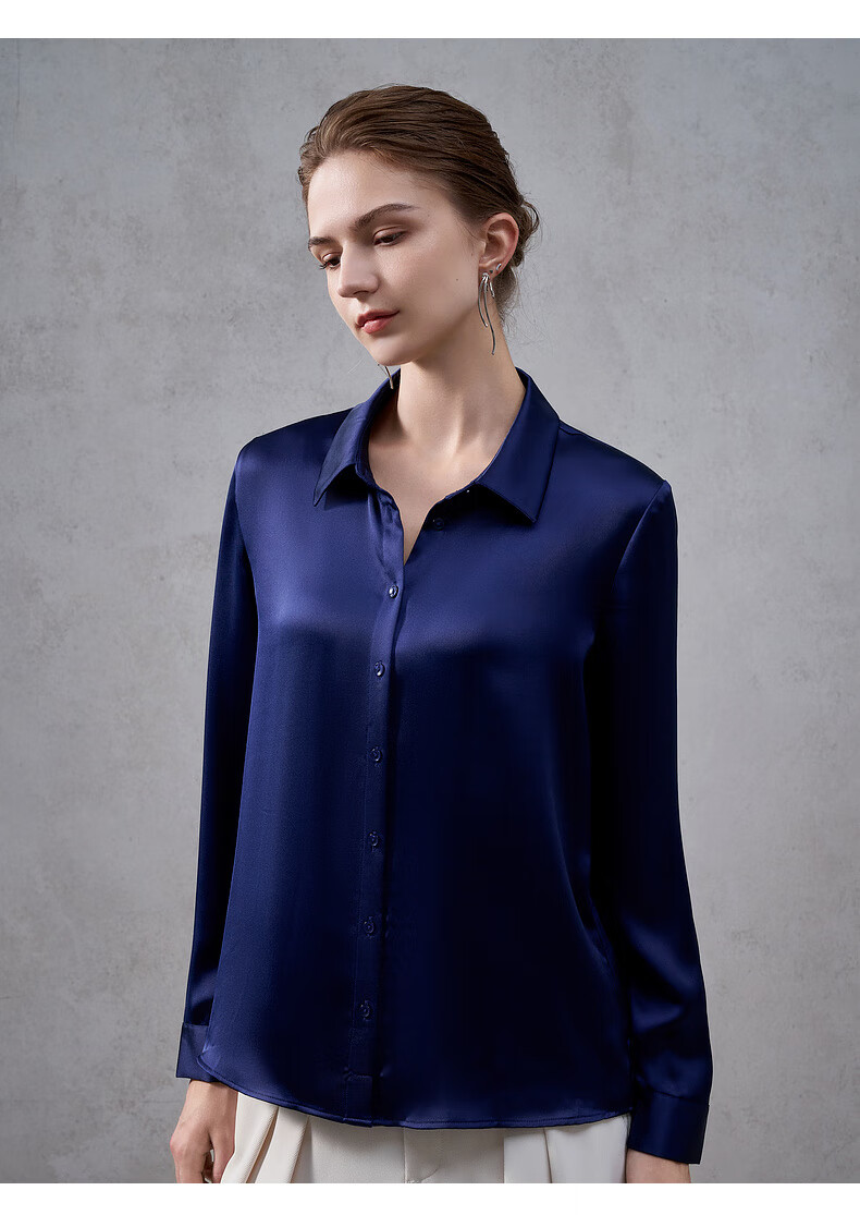 G2000 Satin Fabric with Brooch Tie Women's 2025 Autumn Winter Long Sleeve Casual Shirt Mall Edition 12