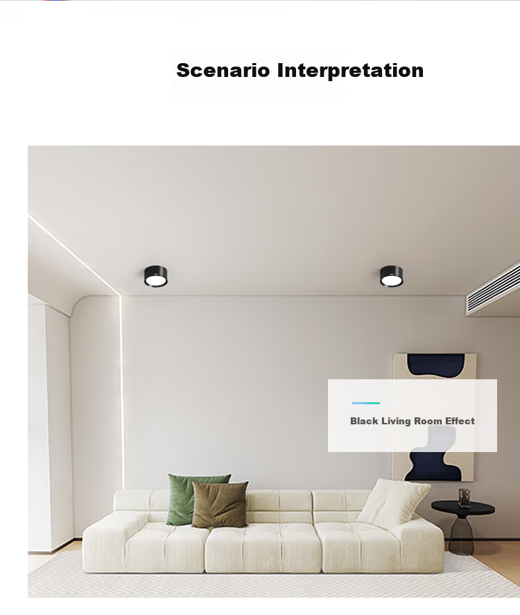 NVC LED Downlight for Home Living Room Bedroom Ceiling Hallway, No Drilling Required Surface-Mounted Ceiling Light, PC White 9W Warm White Light 9