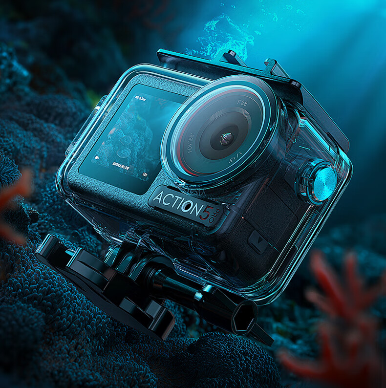 Llano DJI Action5 Pro Diving Accessories 60m Waterproof Case Set for Action4/3 Protective Case Sports Camera Snorkeling Surfing Beach Cycling Skiing Protective Cover 4