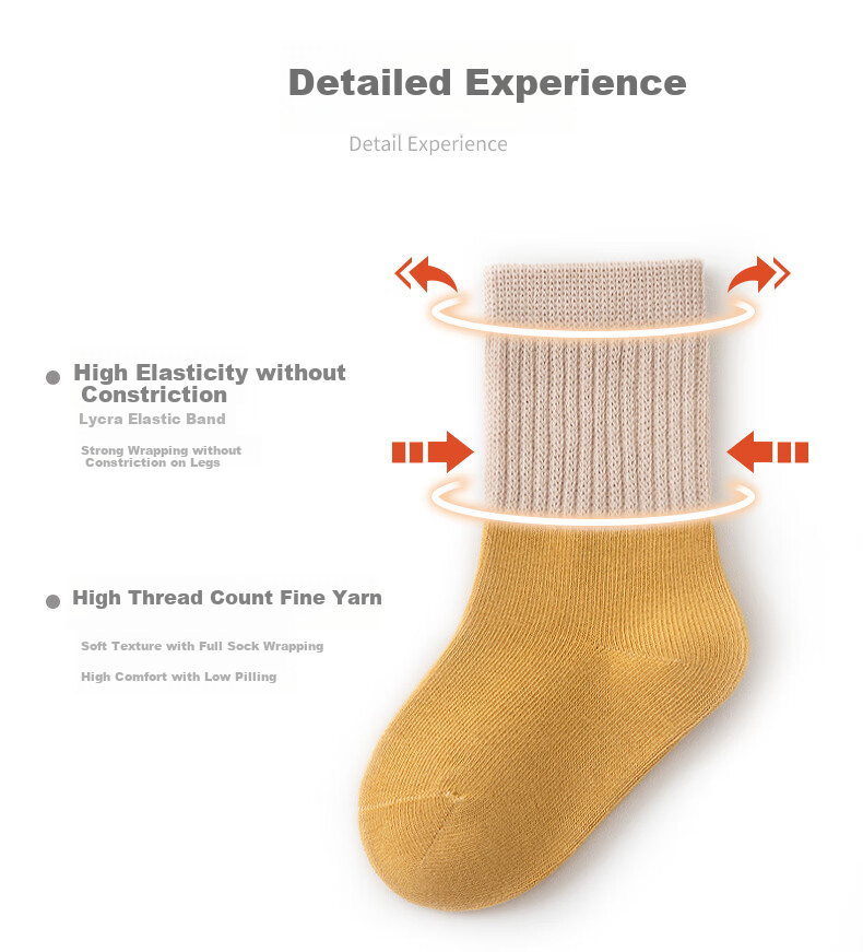 Five Cotton Children's Socks Autumn and Winter 25 New Combed Cotton Children's Mid-tube Socks Color-block Boneless Newborn Socks Class A 6