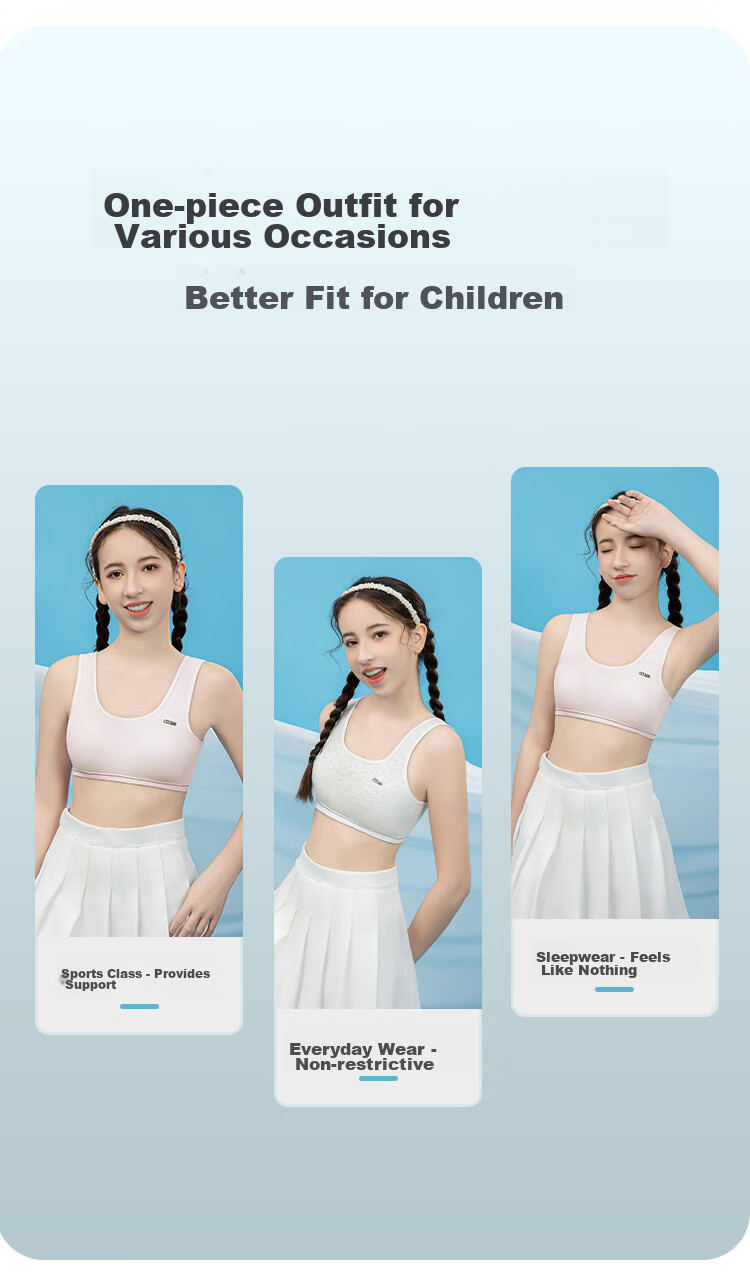 YUZHAOLIN Girls' Underwear for Puberty, First Stage for Elementary School Students Aged 8-12, Anti-Nipple Girls' Children's Camisole 9