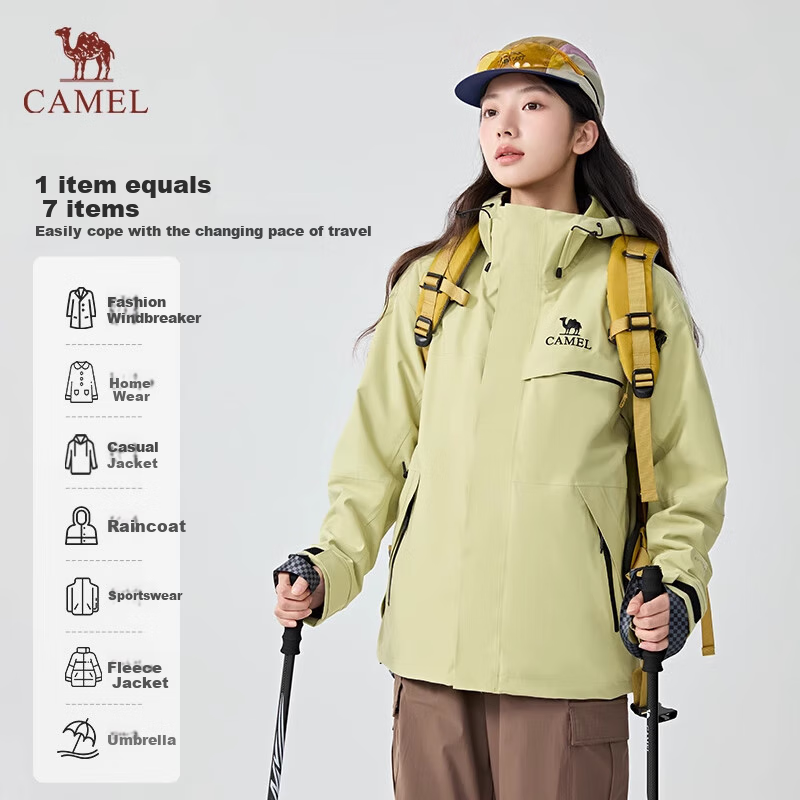 CAMEL [Zhuifengzhe Single-Use] Outdoor Waterproof Windproof Breathable Jacket for Couples Hiking W34CATG603B
