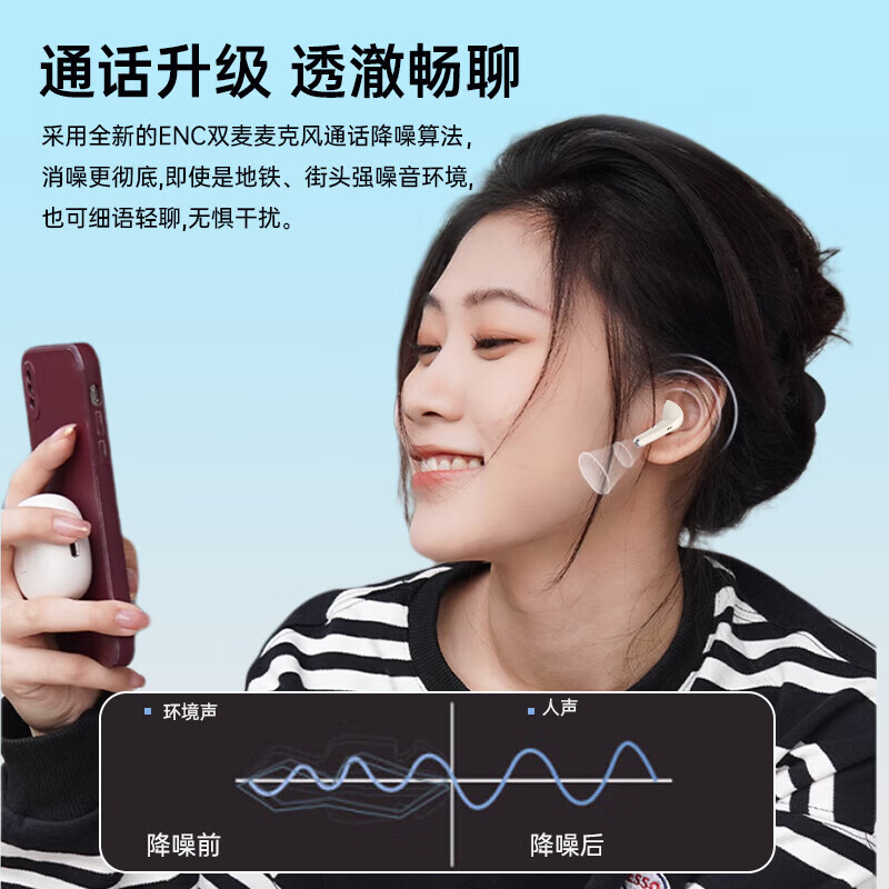 MICROKIA 2025 New Bluetooth Earphones Top 10 Gold Medal Long Battery Life Semi-In-Ear Call Noise Cancelling Gaming Low Latency High-Quality Music Compatible with Xiaomi Apple Vivo Oppo