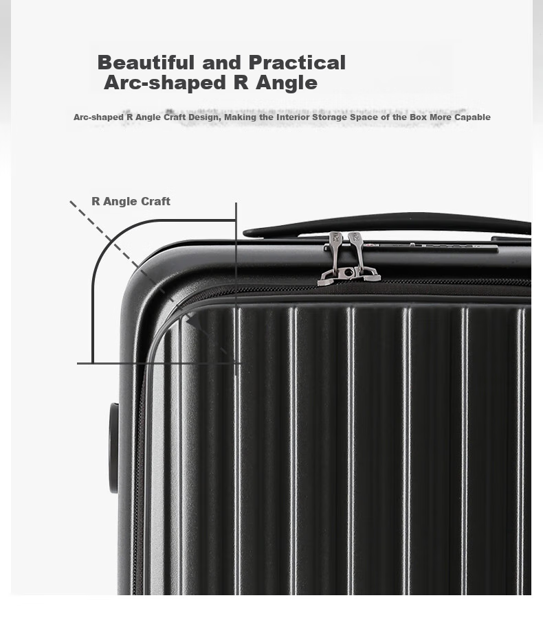 CROWN Large Capacity Aluminum Frame Suitcase Trolley Case 5308 Iron Gray Zipper 20-Inch Carry-On Expandable by 18% 4