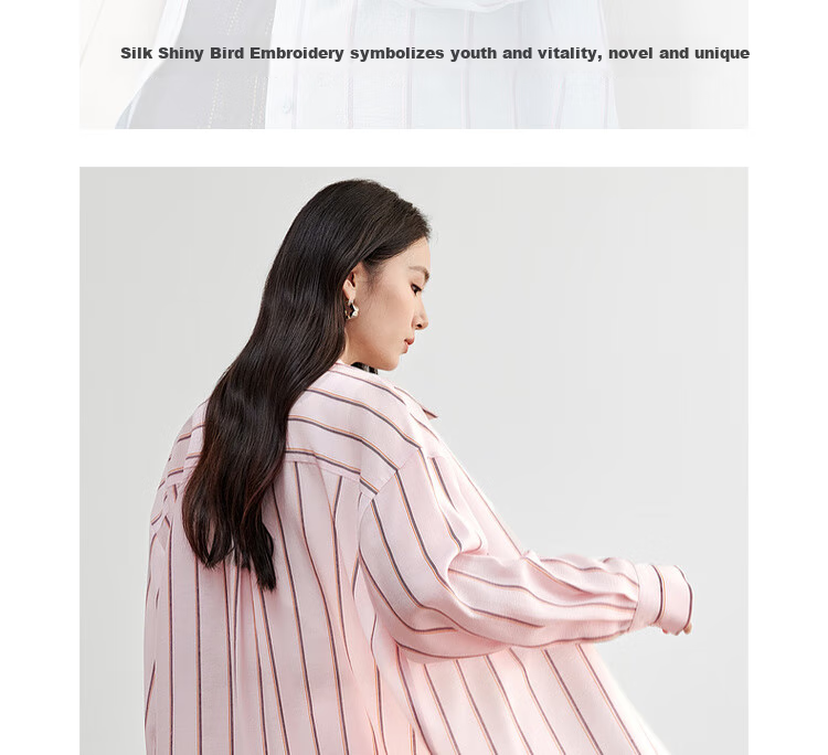 Sentubila Spring And Autumn Commuter Blouse for Women, Light Luxury High-End Slimming Shirt, Loose Long-Sleeve Thin Top, Blue Striped, L 6