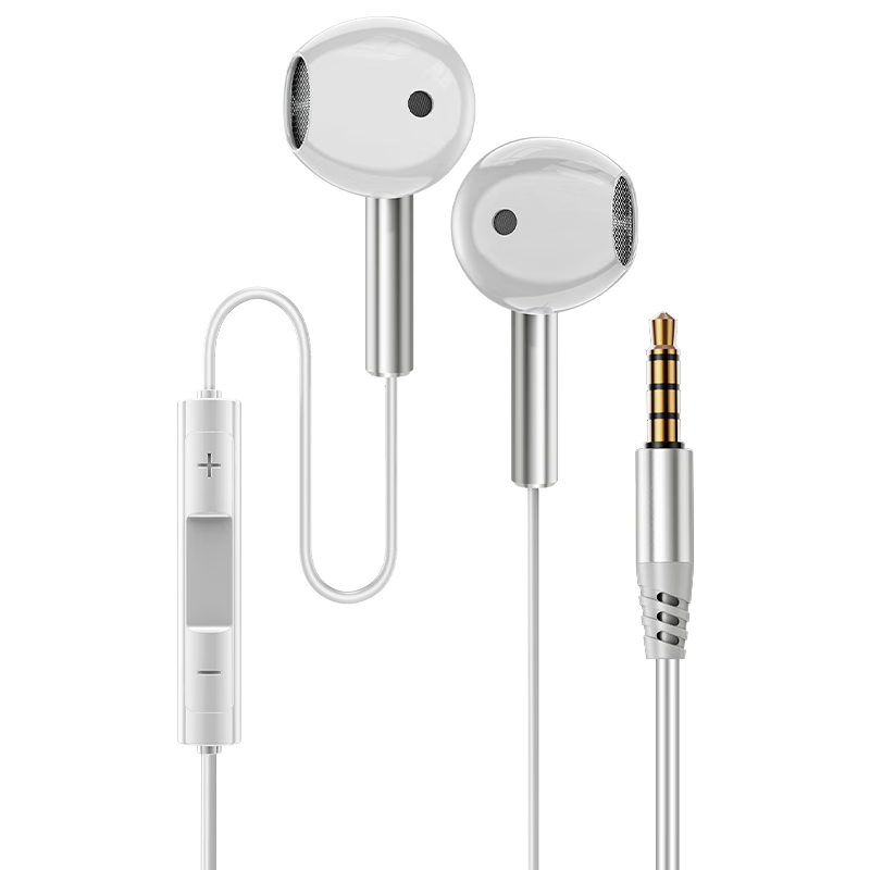 BIAZE Wired 3.5mm Earphones Semi-In-Ear Stereo Bass Clear Sound for Office Meeting Gaming Live Streaming White